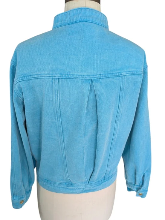 ELF SACK Turquoise Cotton Denim Jacket With Embroidered Cherries. Medium. - Picture 14 of 16